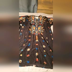 Johnny Was Biya Embroidered Descanso Silk Tunic Top Blouse